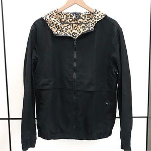 F21 mens black and animal print jacket small